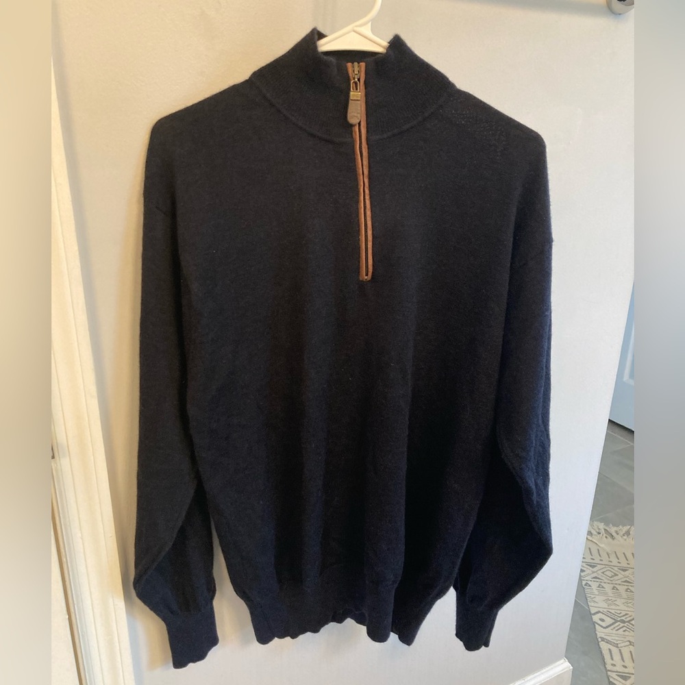 Orvis Merino wool navy pullover quarter zip size medium